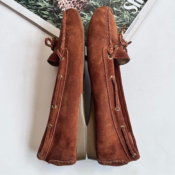 Michael Kors Amber Brown Suede Moccasin Square Toe Women’s Loafer Size 7.5 - Picture 8 of 13